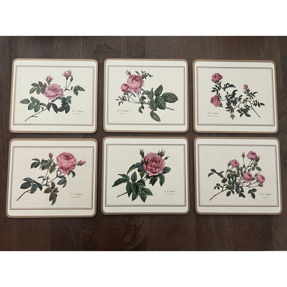 Pimpernel Vintage Redoute Rose Placemats Set Of 6 Cottagecore Kitchen Decor‎